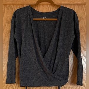 J. Crew Charcoal Gray Heather Knit Wrap Top
